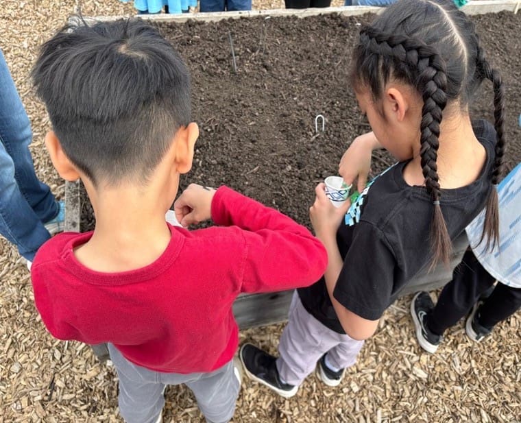 Palisades World Language Elementary, students jumped right into garden-based learning. 
